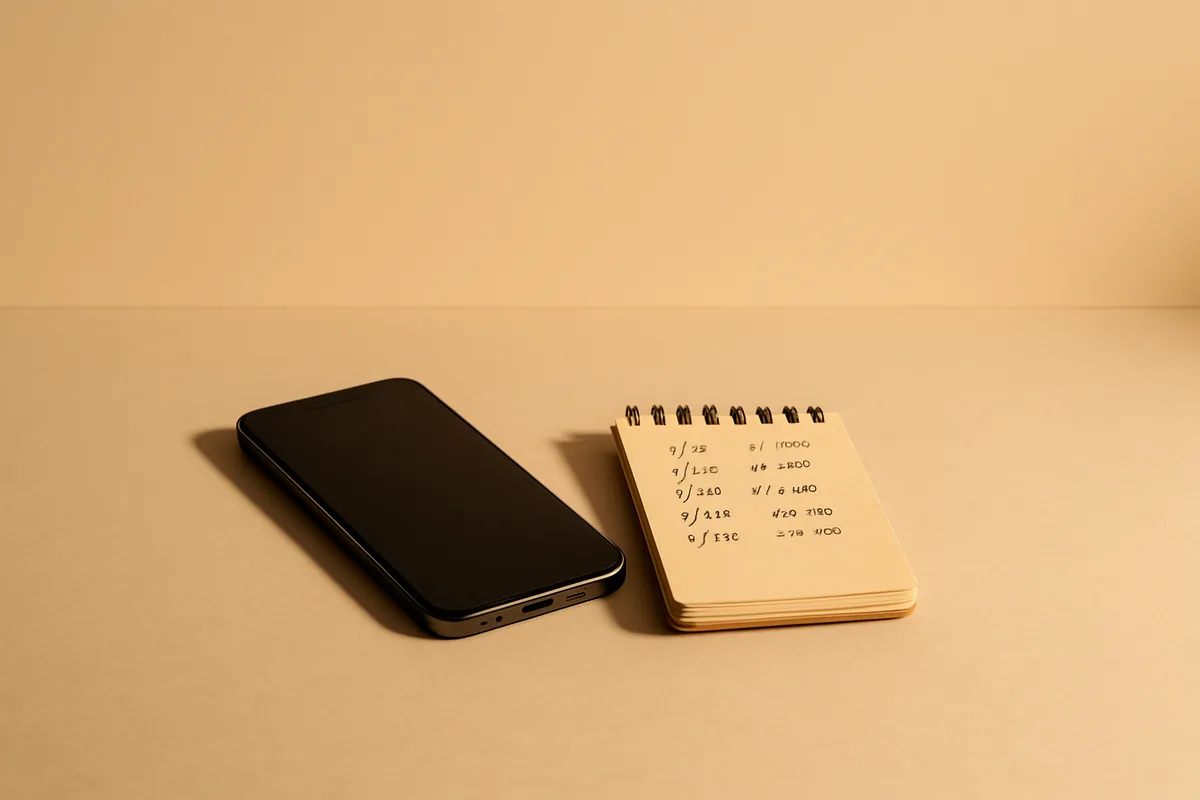 Smartphone Camera Settings Explained for Better Photos Smartphone camera settings notes displayed in a minimalist studio still life